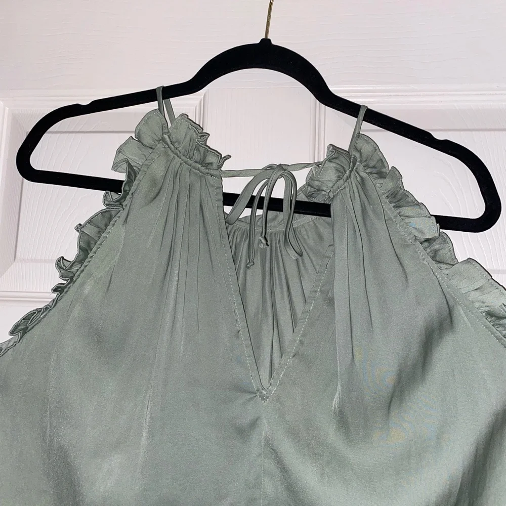 Sage green blouse with tie back - Picture 3 of 3
